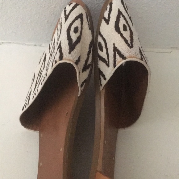 MADEWELL Brown / off whiteD'orsay Flats 9 Calf Hair Leather Open Toe Shoes - Picture 12 of 17